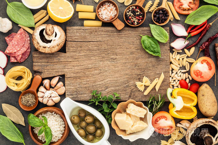 意大利食品烹饪原料上暗石背景与 c照片-正版商用图片0ue89p-摄图新视