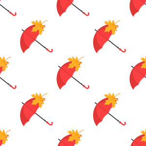 红伞秋叶, 白色背景图案