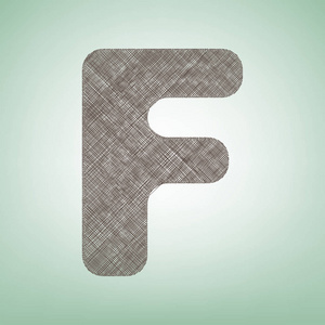 字母 F 标志设计模板元素。矢量。与光斑中心的绿色背景上的褐色亚麻图标