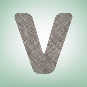 字母 V 标志设计模板元素。矢量。与光斑中心的绿色背景上的褐色亚麻图标