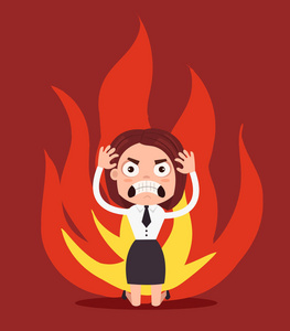 小小的生气办公室工人图片