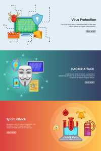 黑客横幅设置模板，卡通风格
