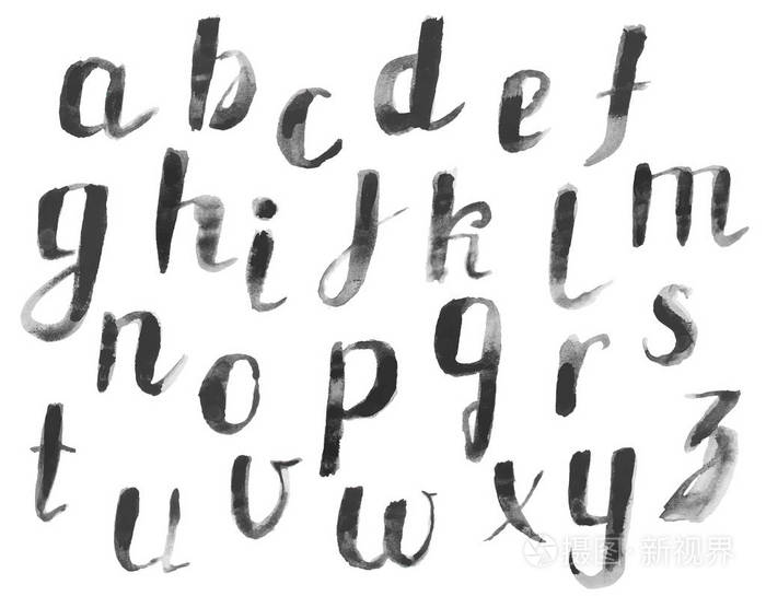 插画 矢量水彩字母表δινυσμαακουαρλααλφβητο.