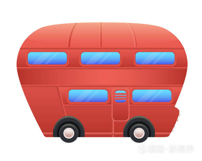 在白色背景上的红色巴士
