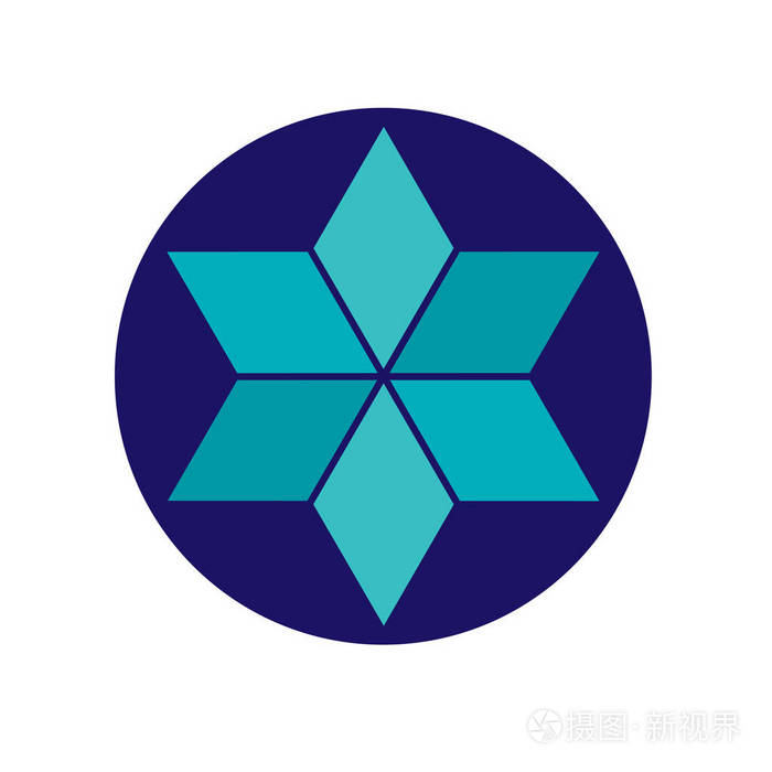 在蓝色圆圈中的简单犹太星插画-正版商用图片0uemx2-摄图新视界