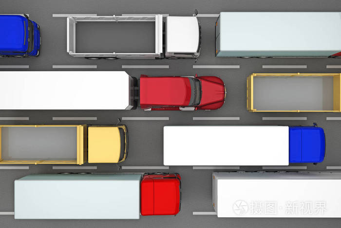 满满一卡车交通从顶视图照片-正版商用图片0uemyz-摄图新视界