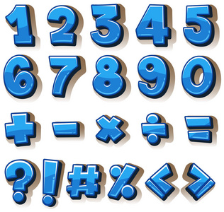 数字和标志的蓝色字体设计图片