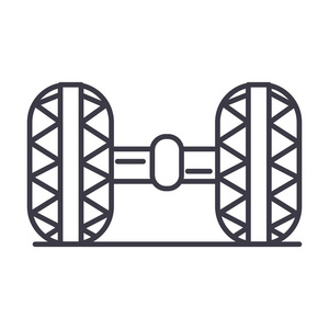 车轮定位，车库矢量线图标，标志，背景，可编辑的笔画的插图