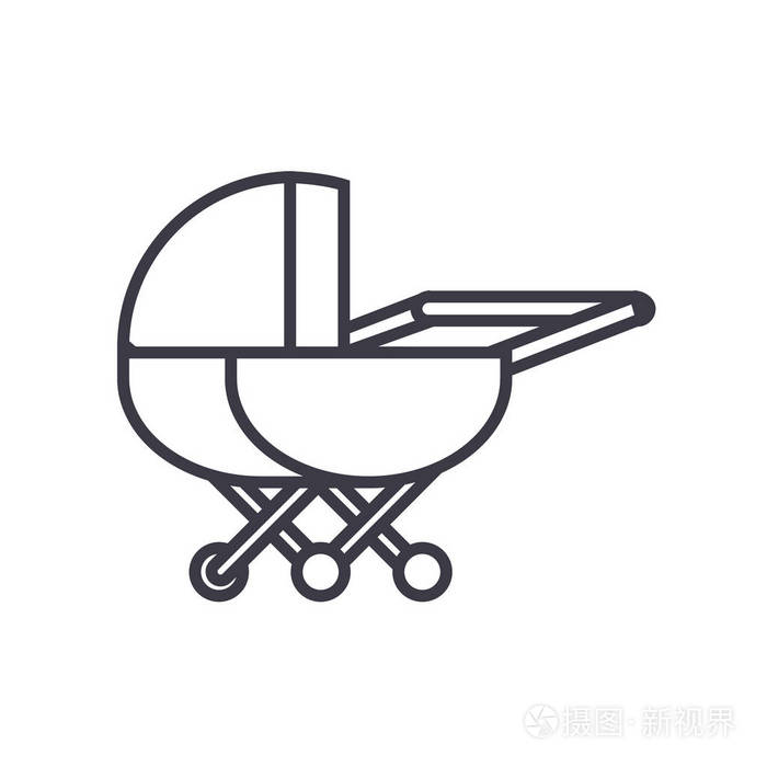 童车矢量线图标, 标志, 插图背景,可编辑笔触插画-正版商用图片0uequf