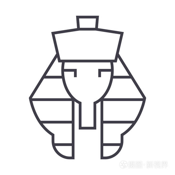 法老矢量线图标, 标志, 插图背景,可编辑笔触插画-正版商用图片0uerik