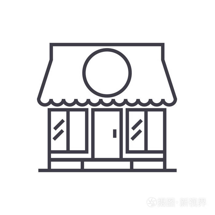 商店矢量线图标, 标志, 插图背景,可编辑笔触插画-正版商用图片0uet1d