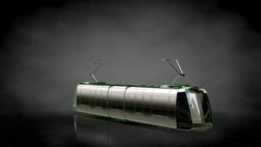 3d 渲染的绿色反光列车概述作为行