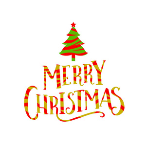 圣诞快乐字体设计与树图片