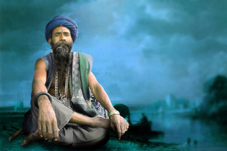 印度僧人或圣洁的人照片