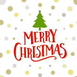 圣诞快乐字体设计与树图片