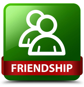友情 组图标 绿色方形按钮红丝带中间