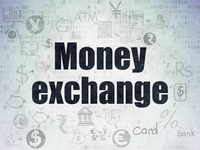 货币概念 钱交换数字数据纸张背景上