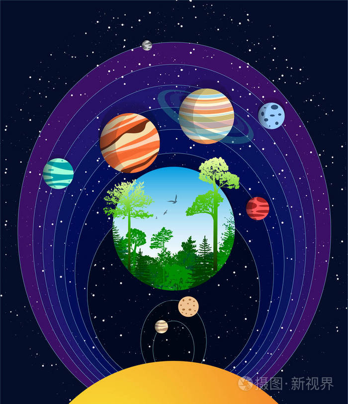 天文/环境/生态援助海报设计深色背景.抽象向量图