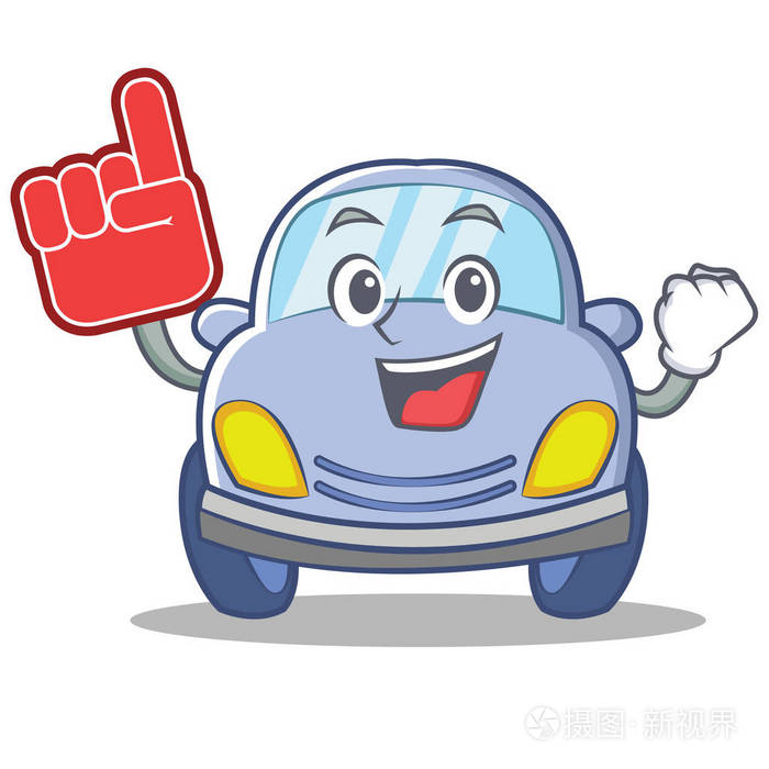 泡沫手指可爱的汽车卡通人物