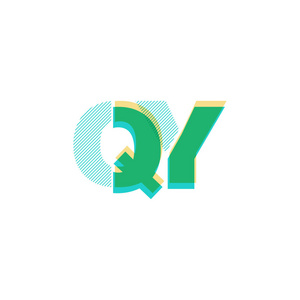 色联合字母 qy 标志的矢量插图设计照片