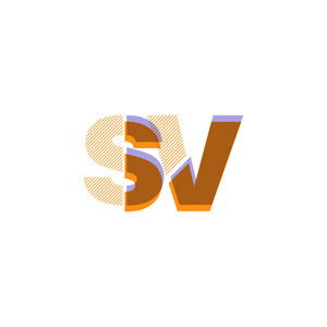 色联合字母 Sv 标志的矢量图解设计