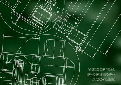 机械工程制图。蓝图.力学.盖.工程设计。绿色