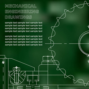 机械工程制图。矢量.绿色