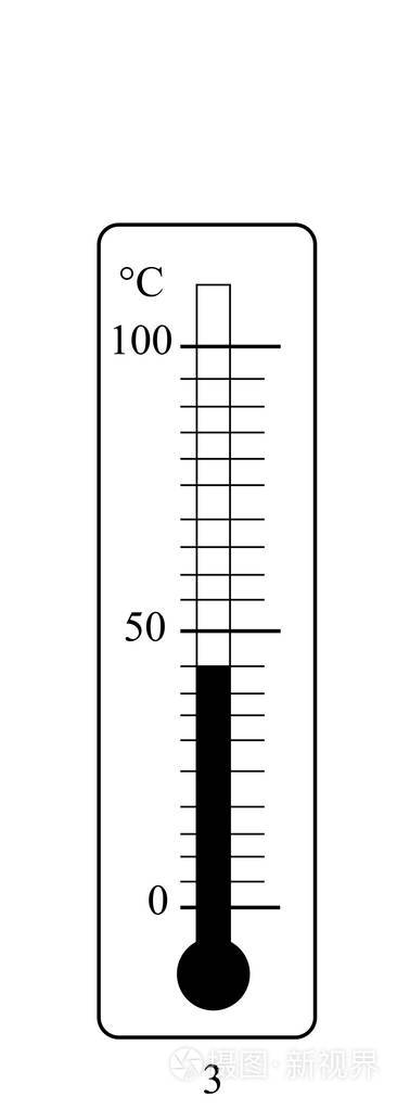 插画 温度计图标.矢量.摄氏刻度.测量热和冷温度.45摄氏度.eps