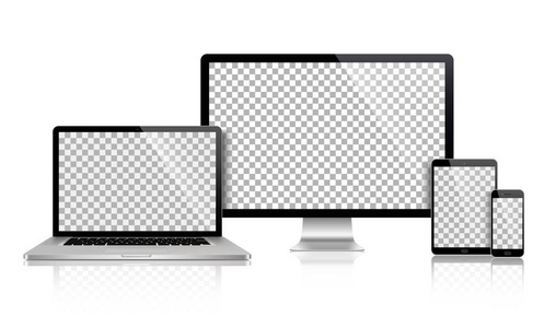 现实的显示器 笔记本电脑 平板电脑 智能手机股票矢量集