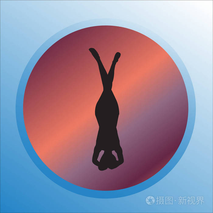 年轻女子练习瑜伽的剪影.女孩普拉提.矢量在抽象背景莲花