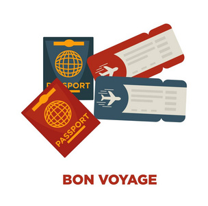 国际护照和机票的旅行宣传海报图片