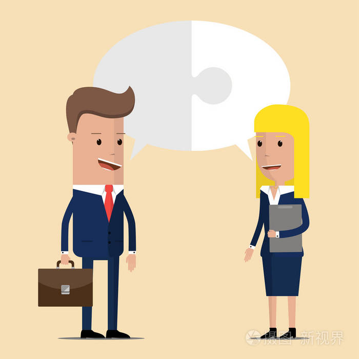 插画 业务团队与语音泡沫的沟通.概念业务.矢量插图.eps
