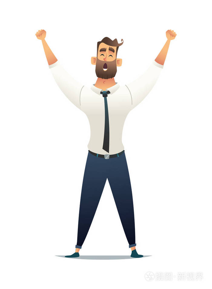 经理举手表示胜利的迹象.企业成功理念