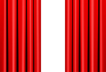 红色窗帘在剧院或戏院阶段在白色。矢量伊路斯特拉