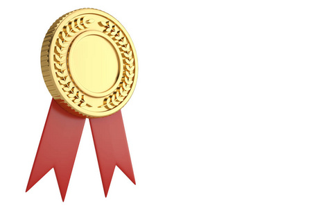 徽章带圆形金色白色背景. 3 d 说明照片