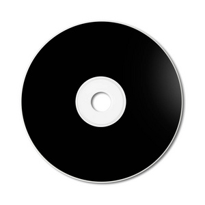 黑色光盘样机模板在白色上隔离图片
