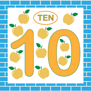 卡片与数字 10 十.学前儿童教育照片