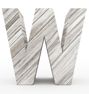 字母 W 3d 木质隔离在白色