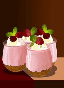 奶油莓草莓冰淇淋杯