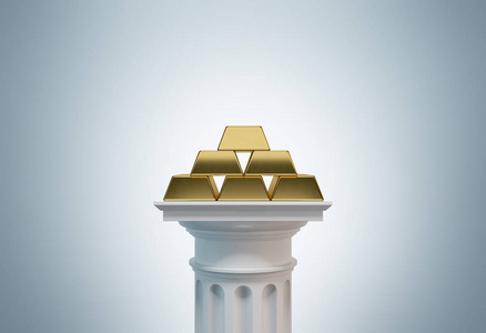柱子上的金色元宝金字塔图片