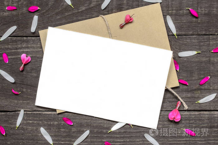 花花瓣框架空白白色贺卡