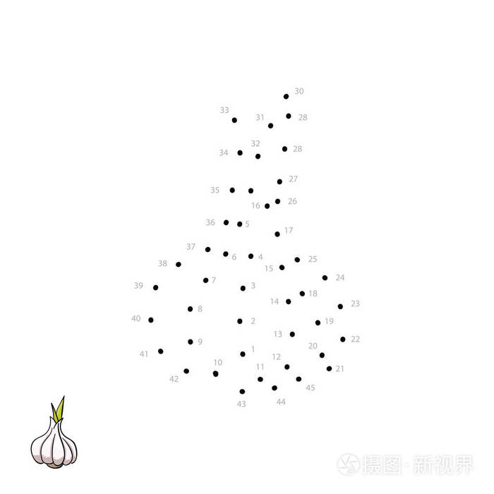 矢量大蒜为孩子画。儿童蔬菜教育游戏页