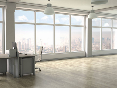 现代办公室内部.3d 渲染照片