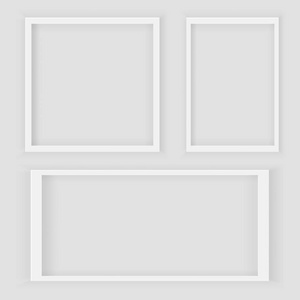 逼真的3d 方形和长方形白色空白图片框架 h照片