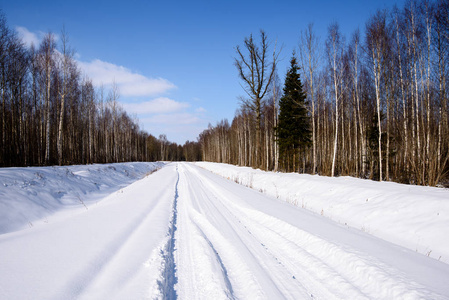 白雪覆盖的雪冬路