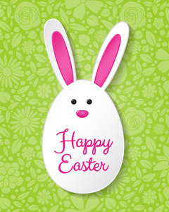 复活节贺卡与兔子和问候的概念。矢量