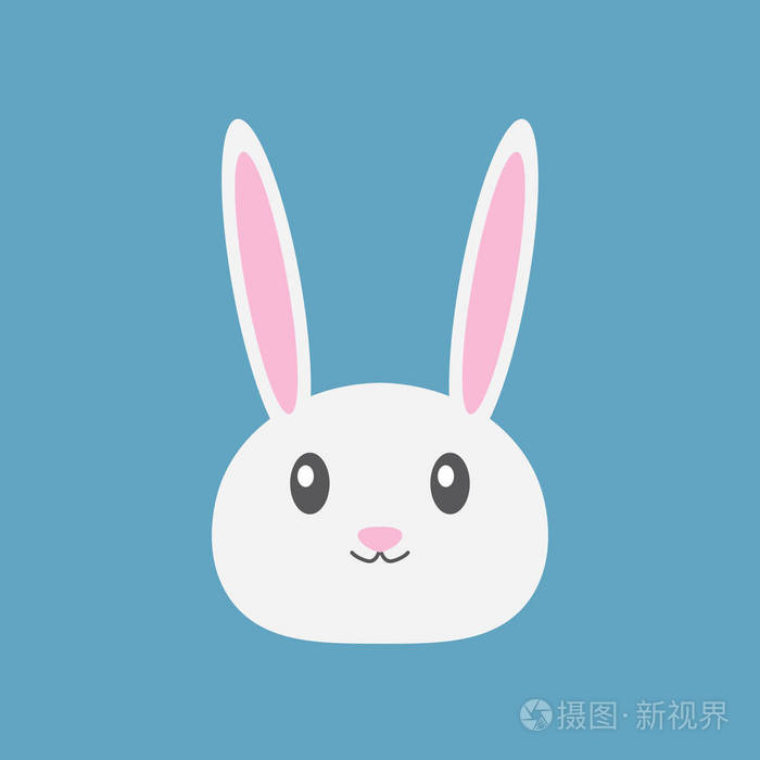 复活节兔子的头图标-矢量插图