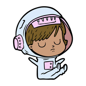 卡通女宇航员的矢量插图