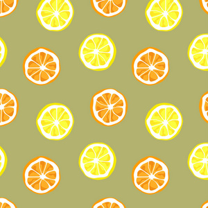 橙色和柠檬图案和背景的无缝矢量