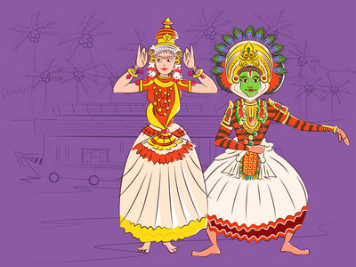 印度喀拉拉邦的 Kutiyattam 古典舞的夫妇